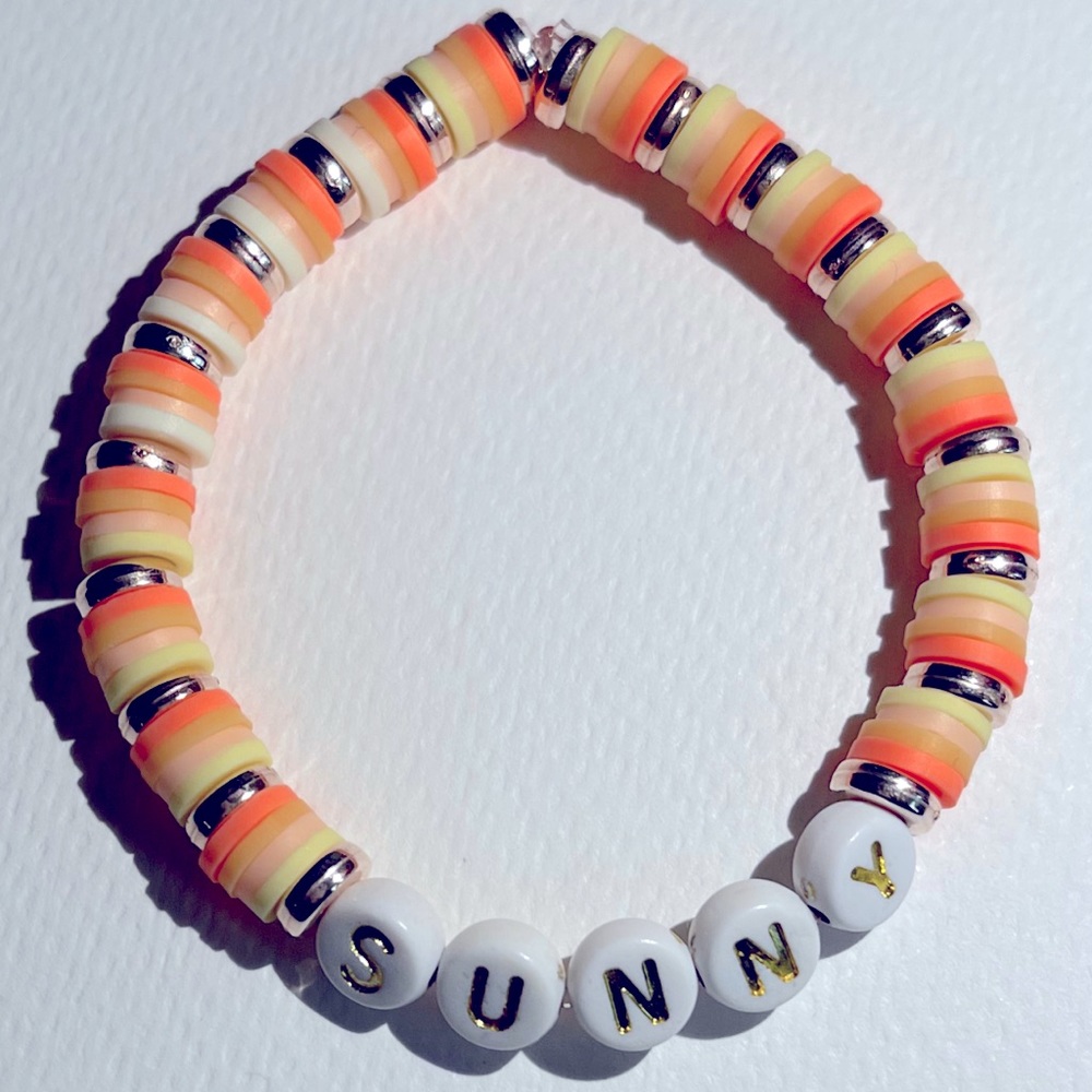 Kids orange ombré Clay stretchy bead bracelet- Sunny